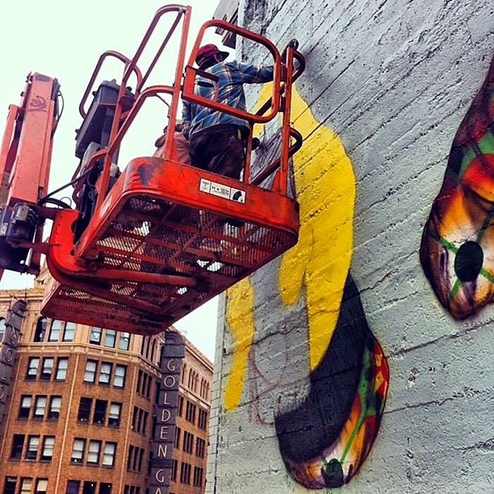 Os Gemeos New Street Art Piece At Luggage Store Gallery In San