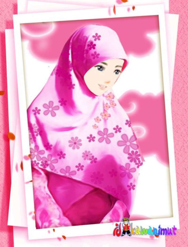Gambar Wanita Shalihah Kartun Muslimah Pilihan Warna Pink Assalamu