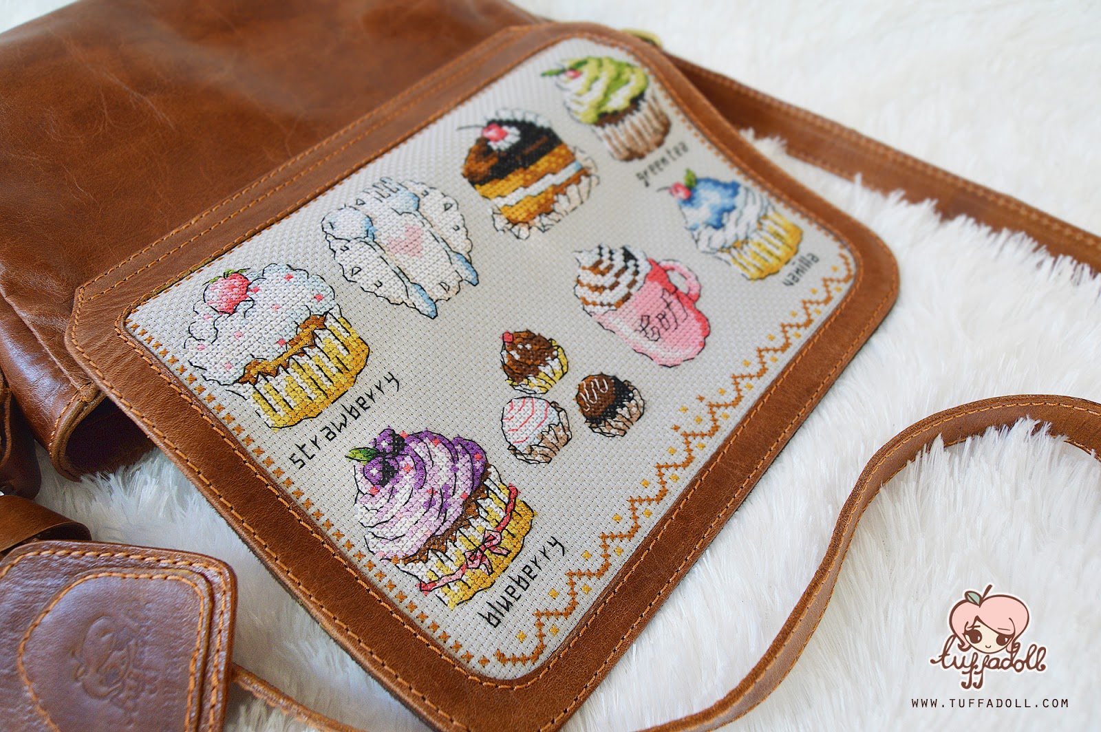 Tuffadoll Cross Stitch Leather Sling Bag