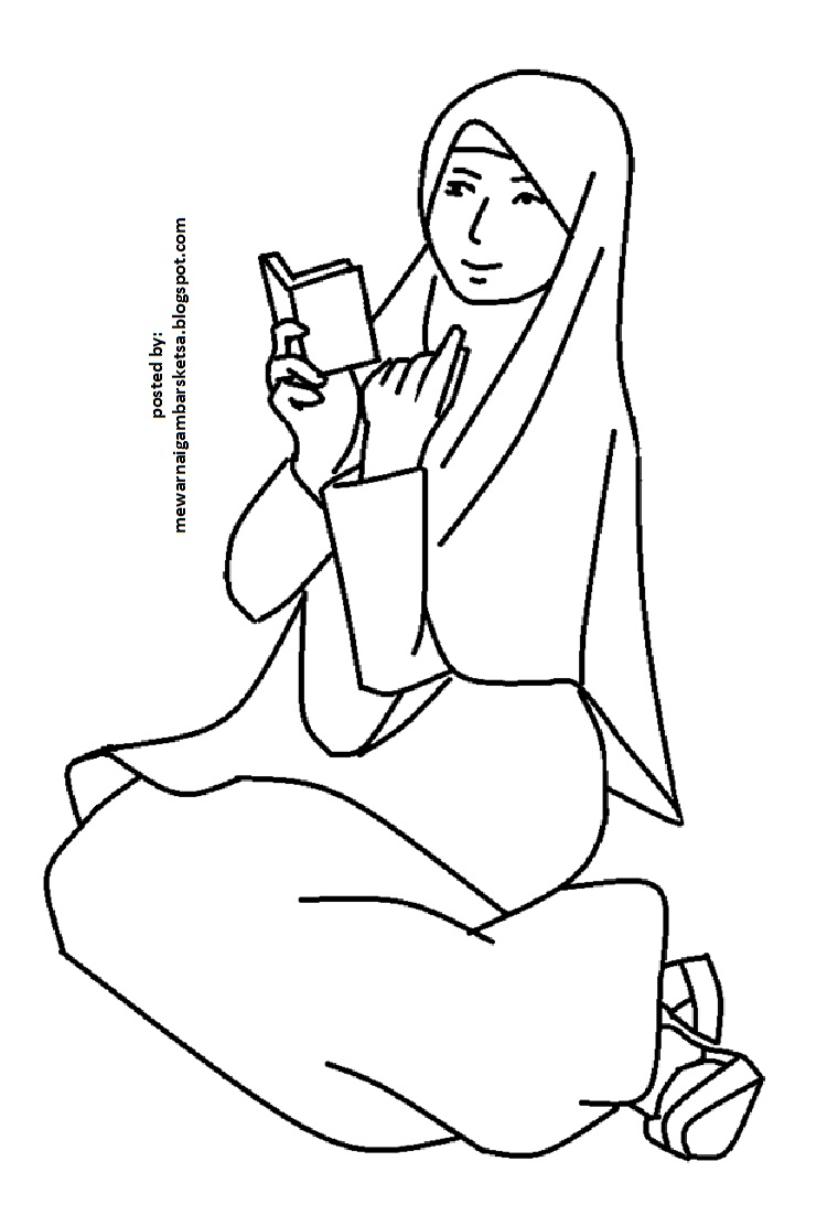 Mewarnai Gambar Coloring Princess 285 Muslim Muslimah Cewek Keren Gadis