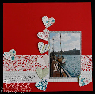 I heart Malta Scapbook Page by Bekka featuring the scrummy Twitterpated Papers from  Stampin' Up!  Check Up her Scrapbook Club