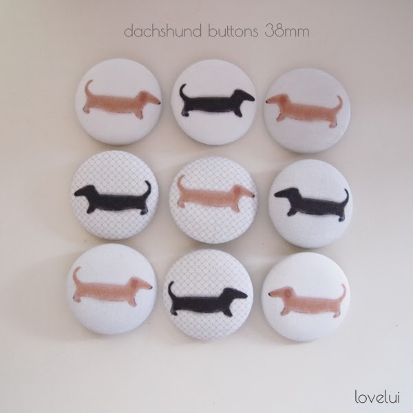  dachshund buttons 38mm lovelui