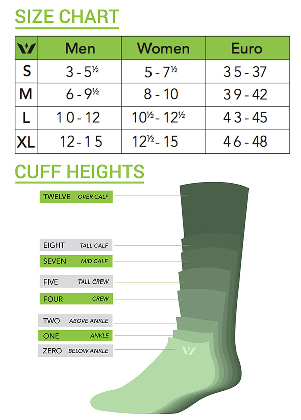 Swiftwick Socks Size Chart