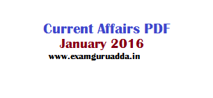 Current Affairs of 1-10 January 2016