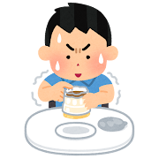 プリンをプッチンする子供のイラスト