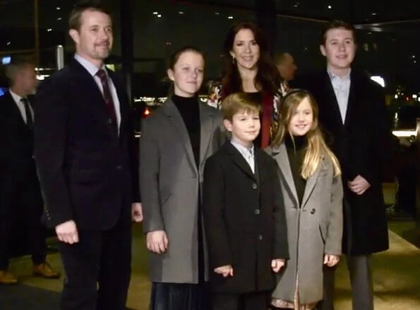 Prince Christian, Princess Isabella, Prince Vincent and Princess Josephine. Crown Princess Mary wore a reversible robe coat by Etro