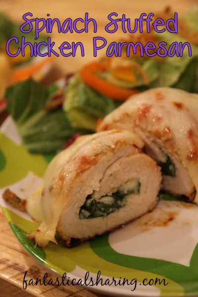 Spinach Stuffed Chicken Parmesan // Calling all my Popeyes - this chicken parm is amped up with a healthy serving of spinach tucked inside #recipe #chicken #maindish