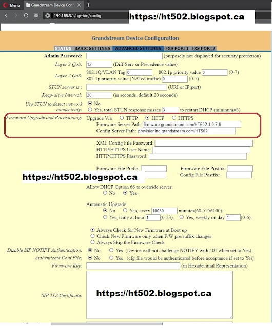 Grandstream HT502: Grandstream HT502 Freephoneline.ca Setup