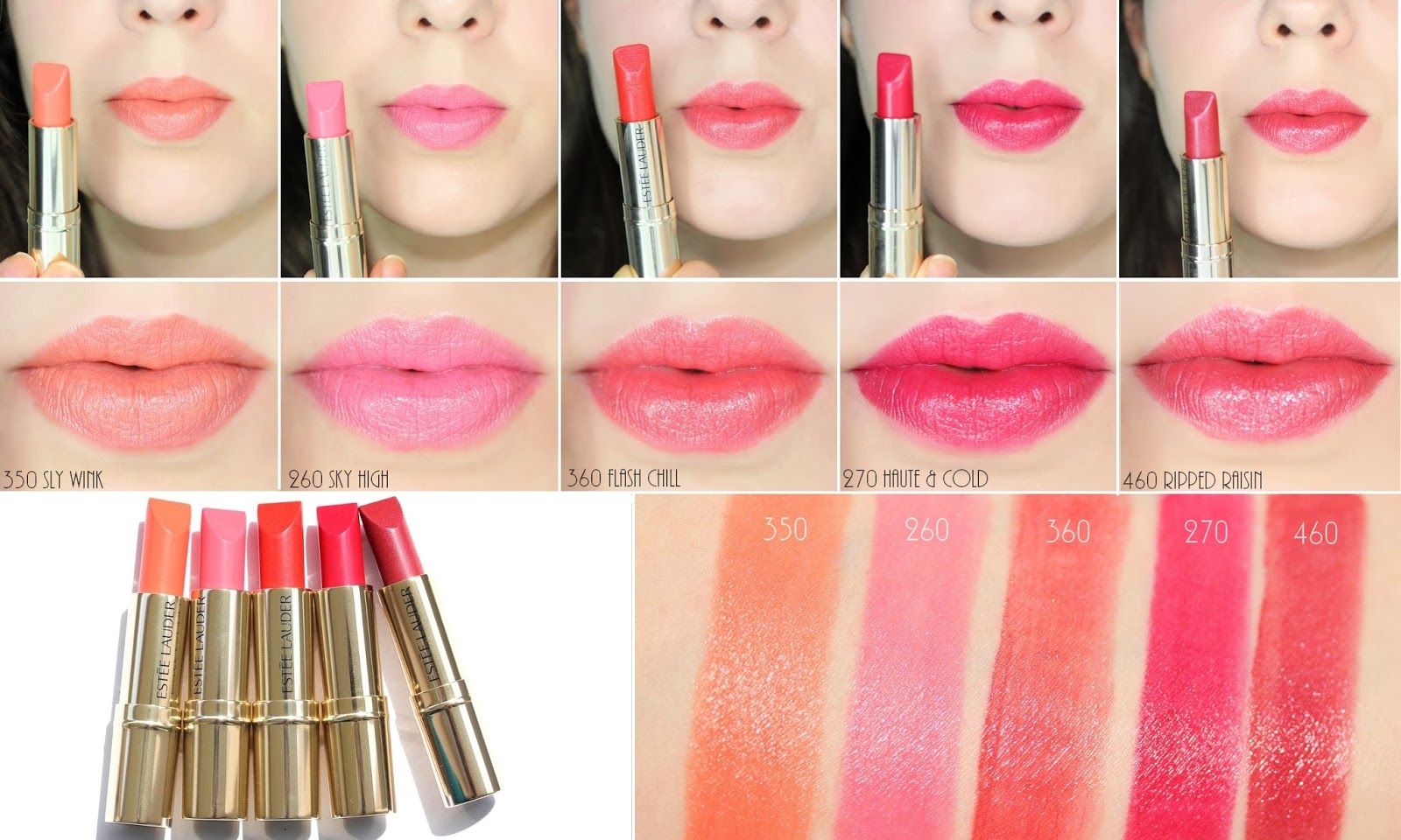 Estée Lauder Pure Color Love Lipsticks Swatches of the 30 shades