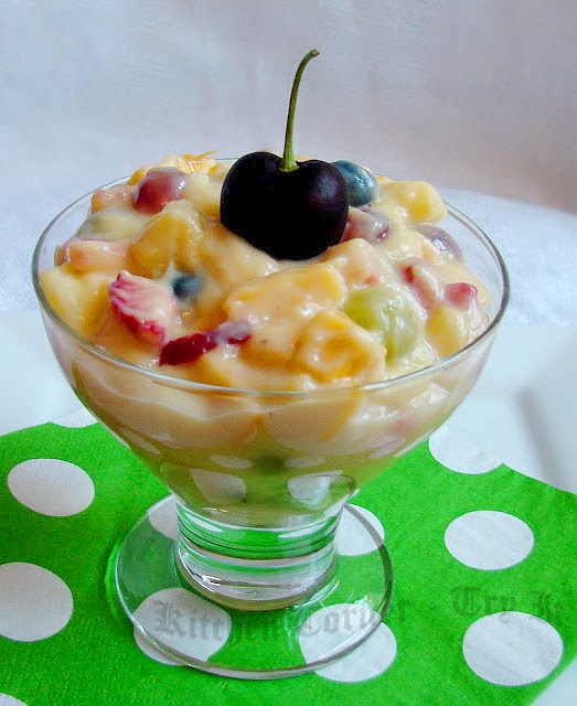 Fresh Fruit Custard/ Fruit Salad with Custard Sauce