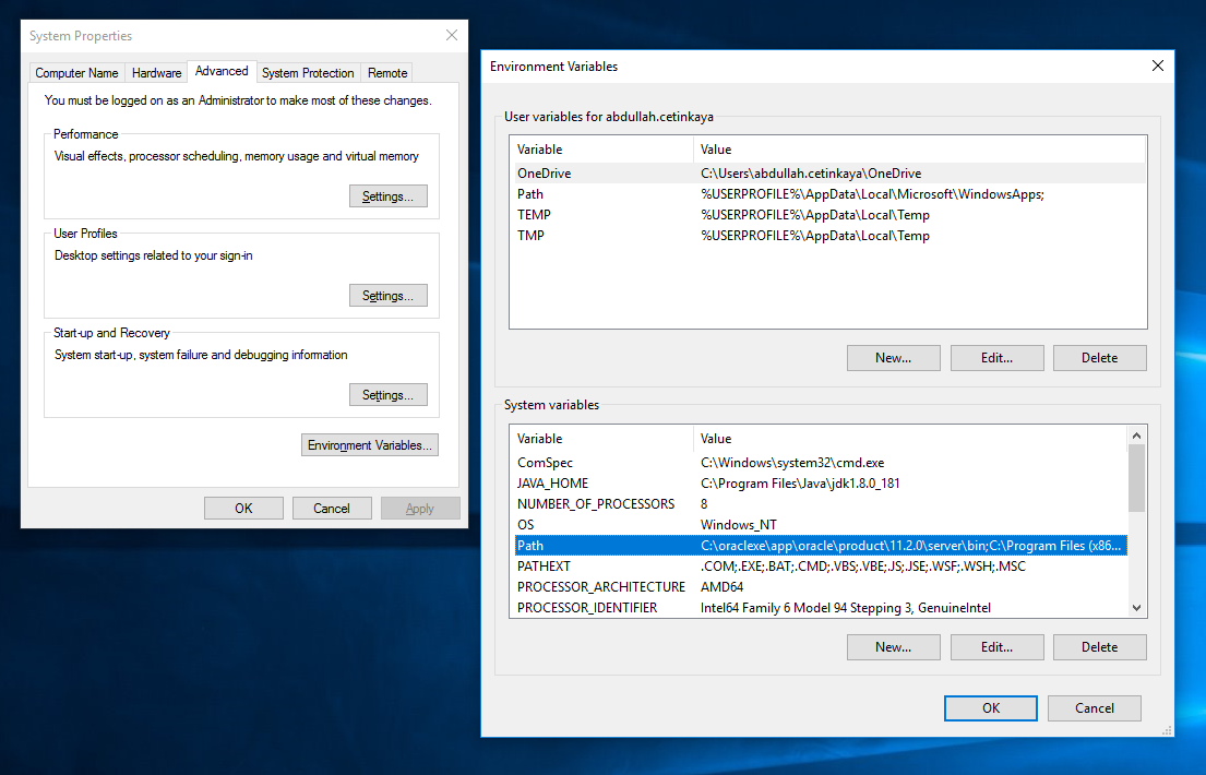 Windows 10 üzerinde JAVA_HOME Ayarlanması ~ Abdullah ÇETİNKAYA