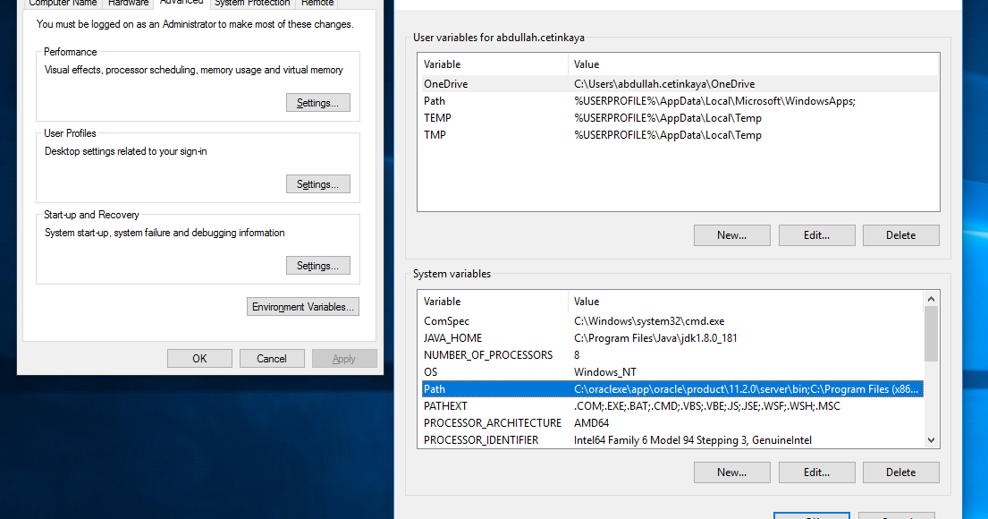 Windows 10 üzerinde JAVA_HOME Ayarlanması ~ Abdullah ÇETİNKAYA
