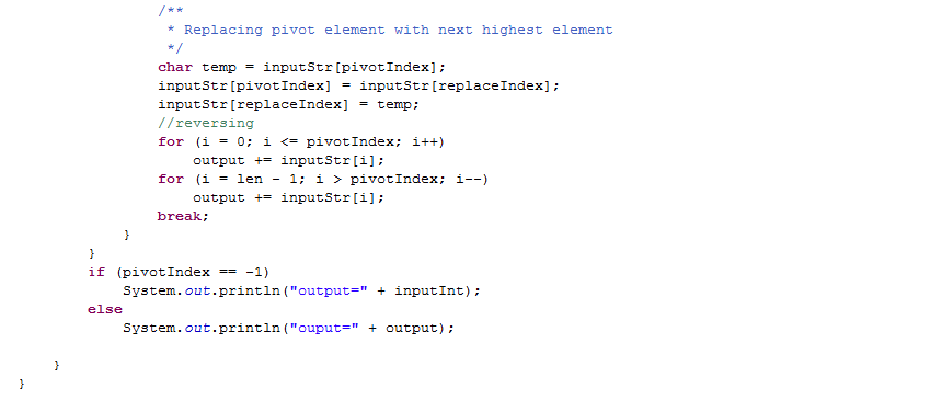 Java-Latte: Find Next Higher Number With Same Digits
