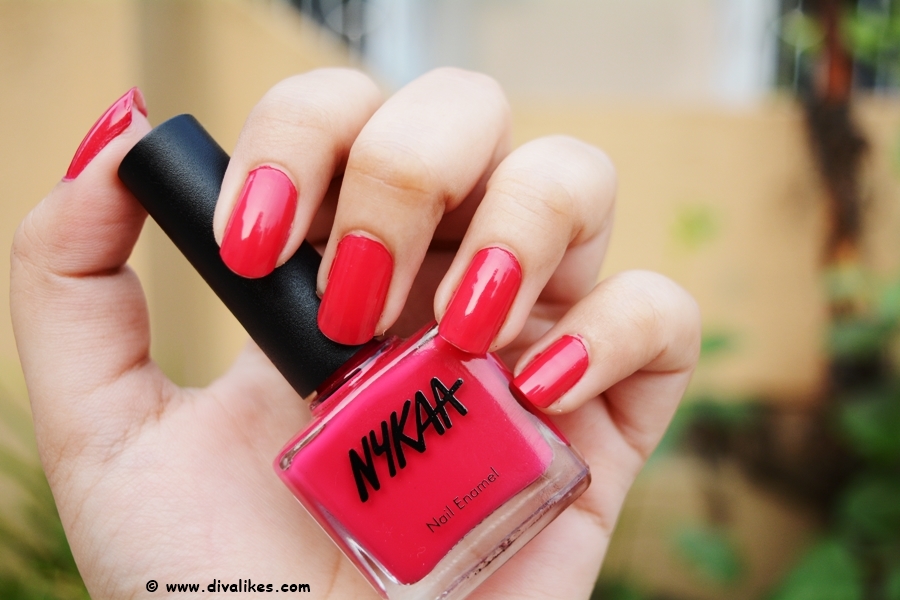 Nykaa Floral Carnival Nail Enamel Hot Pink Poppy 108 Review Diva Likes
