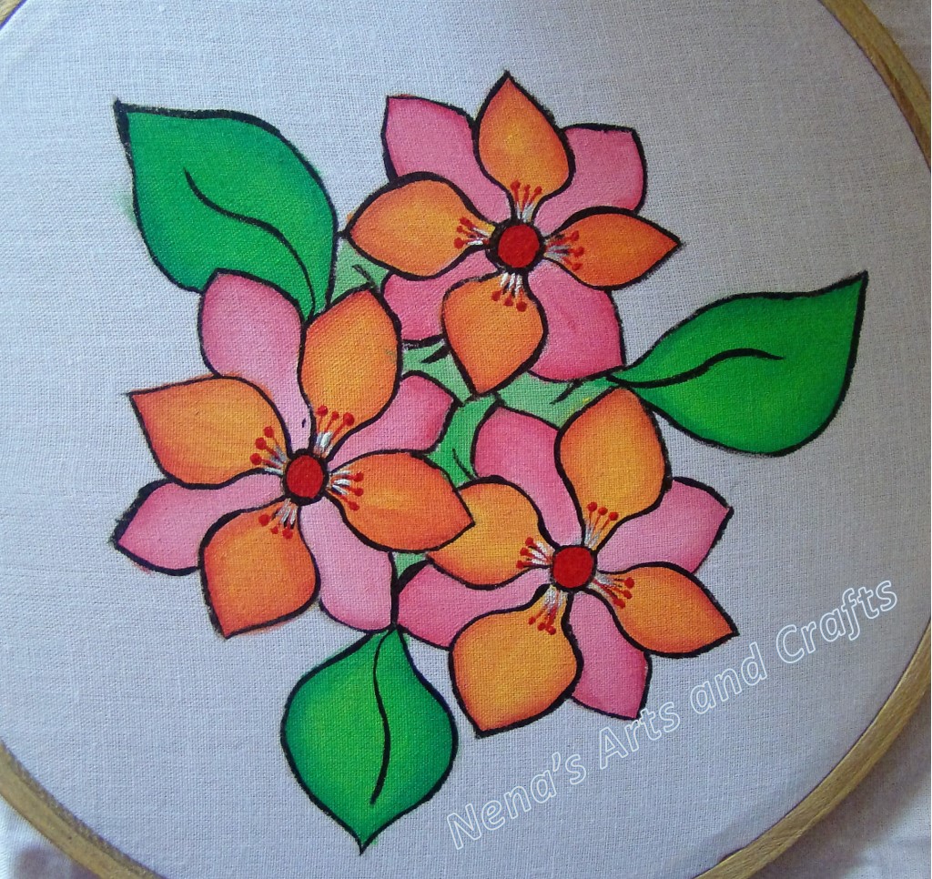 Nena's Arts and Crafts Fabric paintingBlendingDIYThree flowers