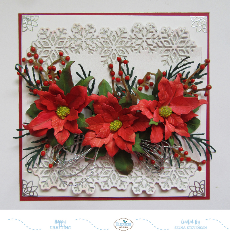 poinsettias with snowflake border