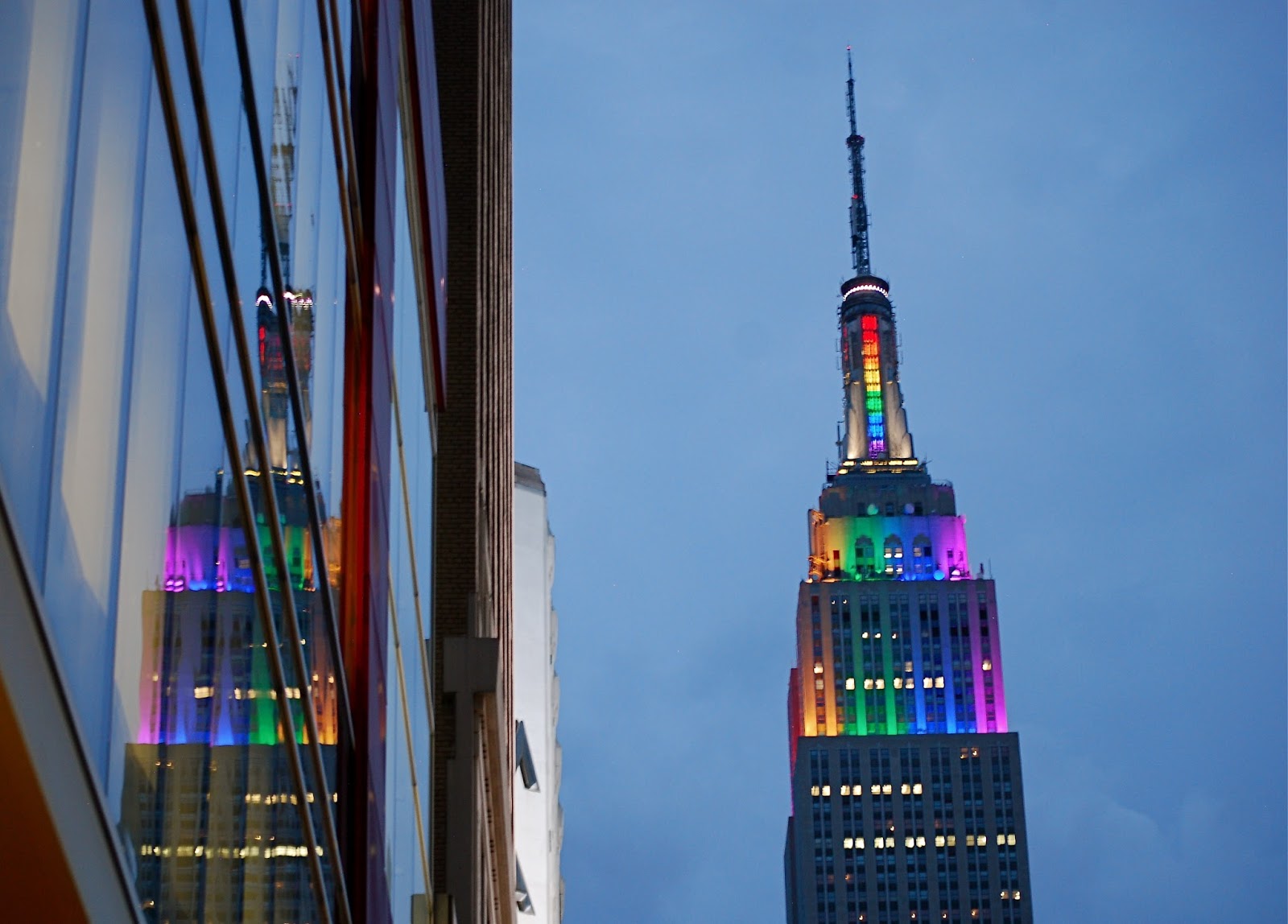 NYC ♥ NYC The Empire State Building Top Tier Lights Up In Rainbow