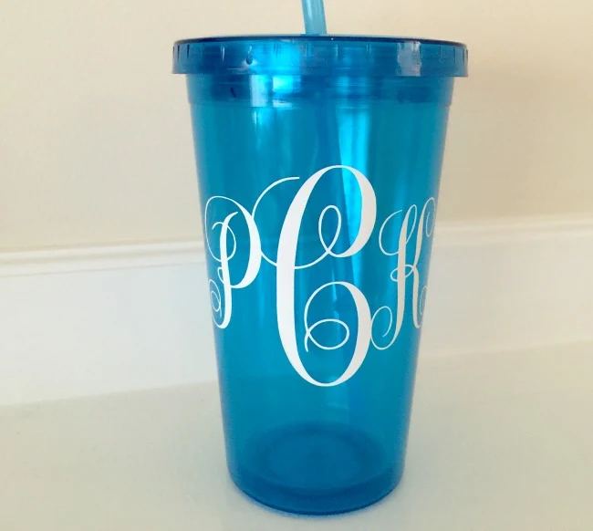 Monogrammed drink tumbler gifts  www.homeroad.net