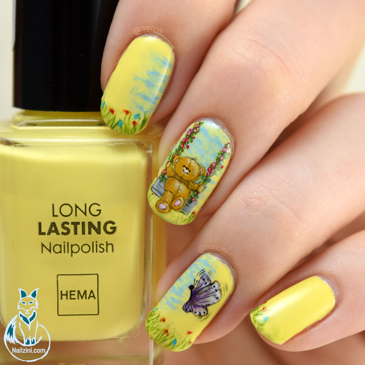 Adorable Swinging Bear Nail Art Nailzini A Nail Art Blog