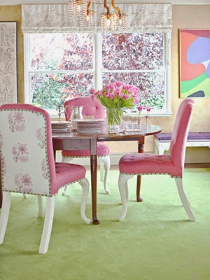 Comedores en rosa y verde colores en casa