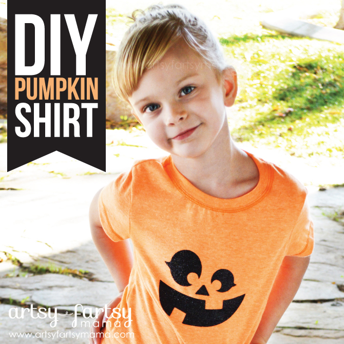 DIY Pumpkin Shirt at artsyfartsymama.com #Halloween #kids #pumpkin #cricut