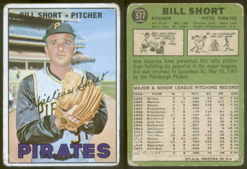 Bill Short 1967 baseball card