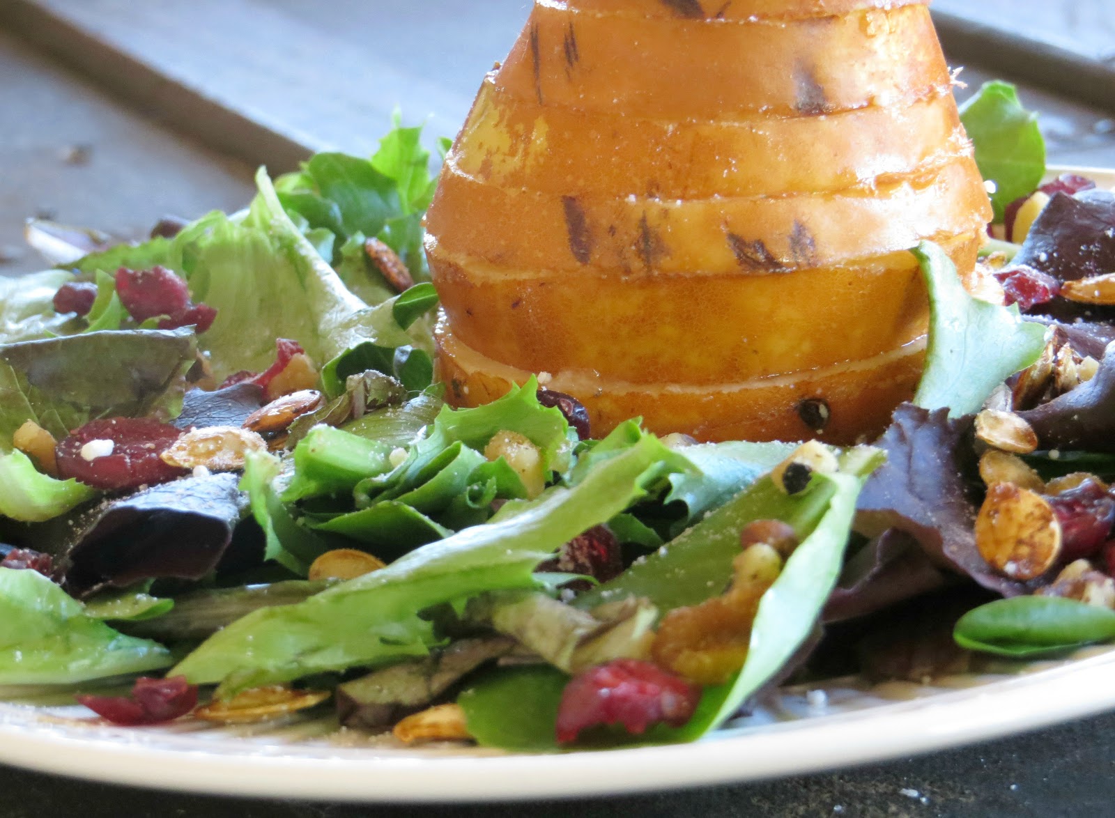 Beautifully Candid Harvest Salad With Warm Honey Dressing