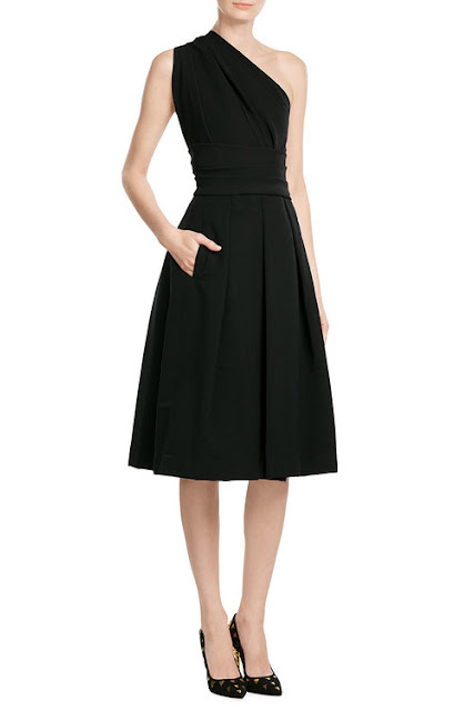 one shoulder black dress