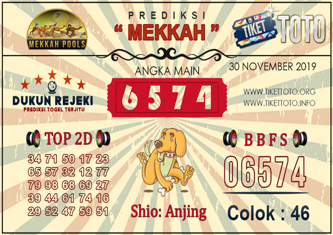 Prediksi Togel MEKKAH TIKETTOTO 30 NOVEMBER 2019