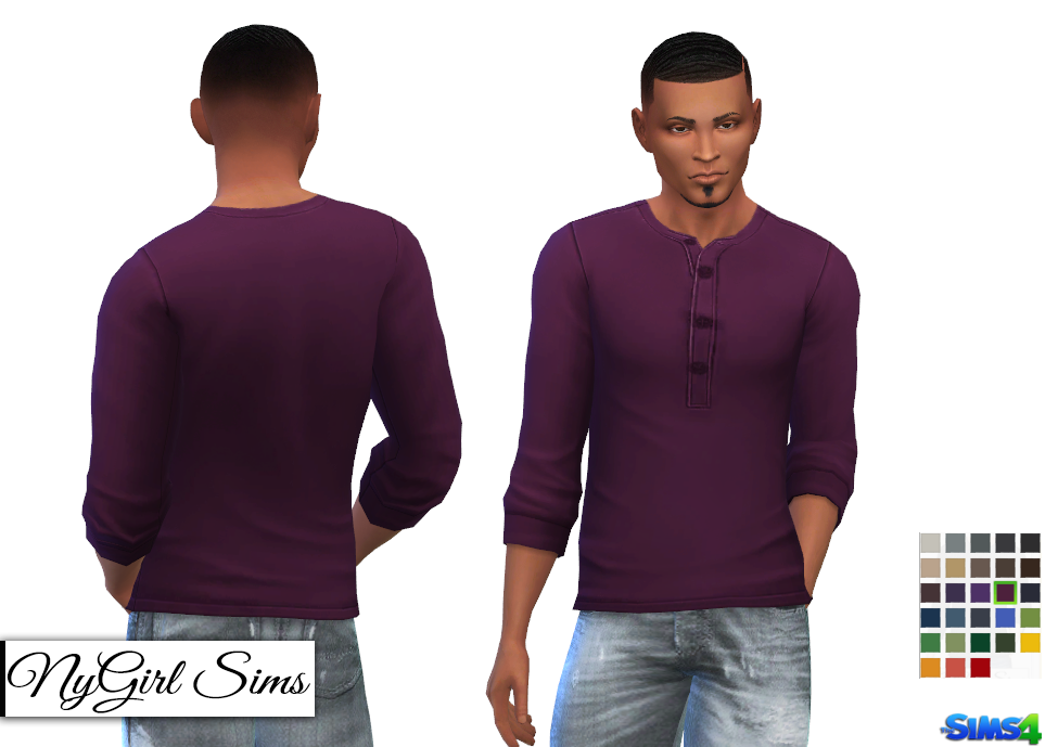 NyGirl Sims 4: Rolled Sleeve Plain Henley