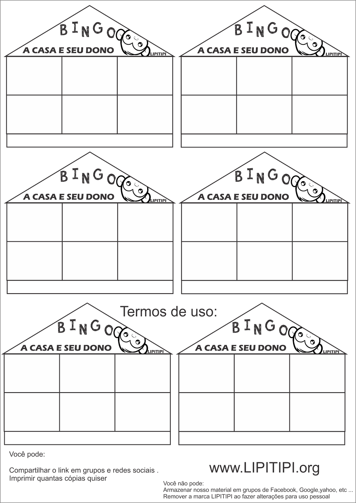 Cartelas Bingo De Palavras A Casa E Seu Dono Para Imprimir Gr Tis