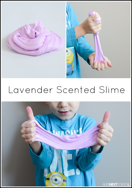 Lavender scented slime recipe for kids from And Next Comes L