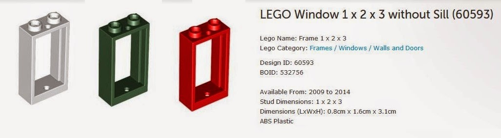 LEGO 60593 Window & Glass 1x2x 3 w/o Sill Qty x 9 pcs Choose Red D ...