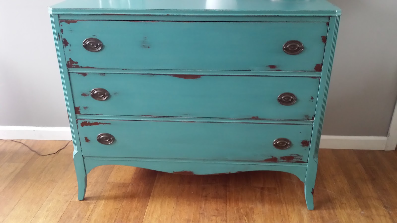 Lilly's Home Designs Teal Turquoise Vintage Hepplewhite Dresser Makeover