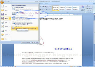 how to Save microsoft office Word 2007 to other format