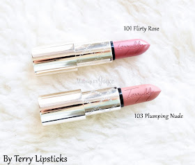 By Terry 101 Flirty Rose 103 Plumping Nude Lipstick Swatches