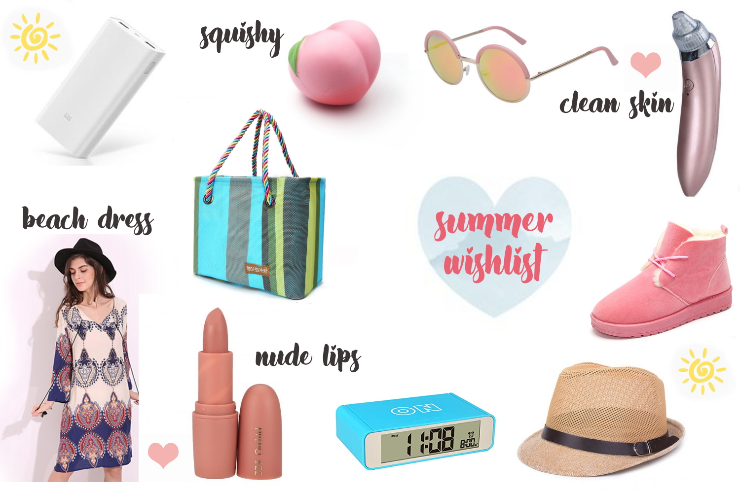 collage with 10 essentials for summer
