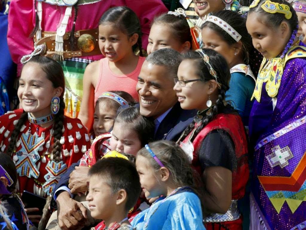 President Obama and First Lady Michelle Obama recently visited the Standing Bear Sioux Reservation of the Lakota and the Dakota. Here are some pictures:
