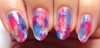 Red and Blue Dry Brush Nails