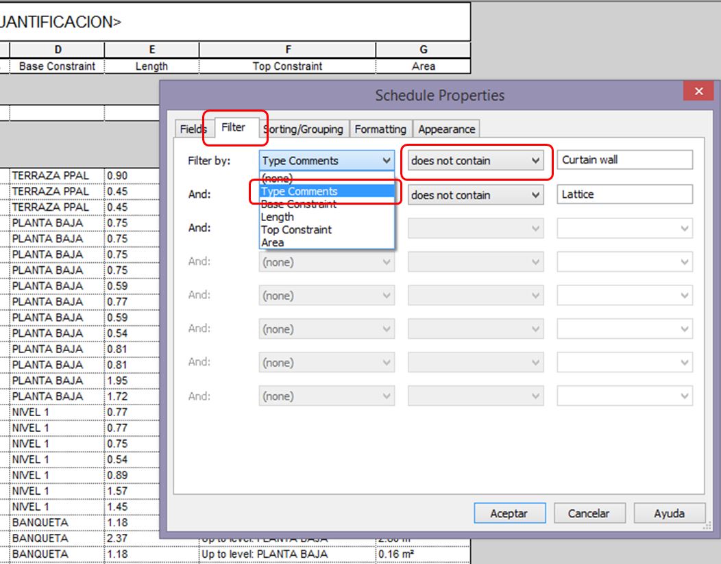REVIT WINDSURFER HOW TO EXCLUDE CURTIAIN WALLS FROM REVIT WALL SCHEDULES