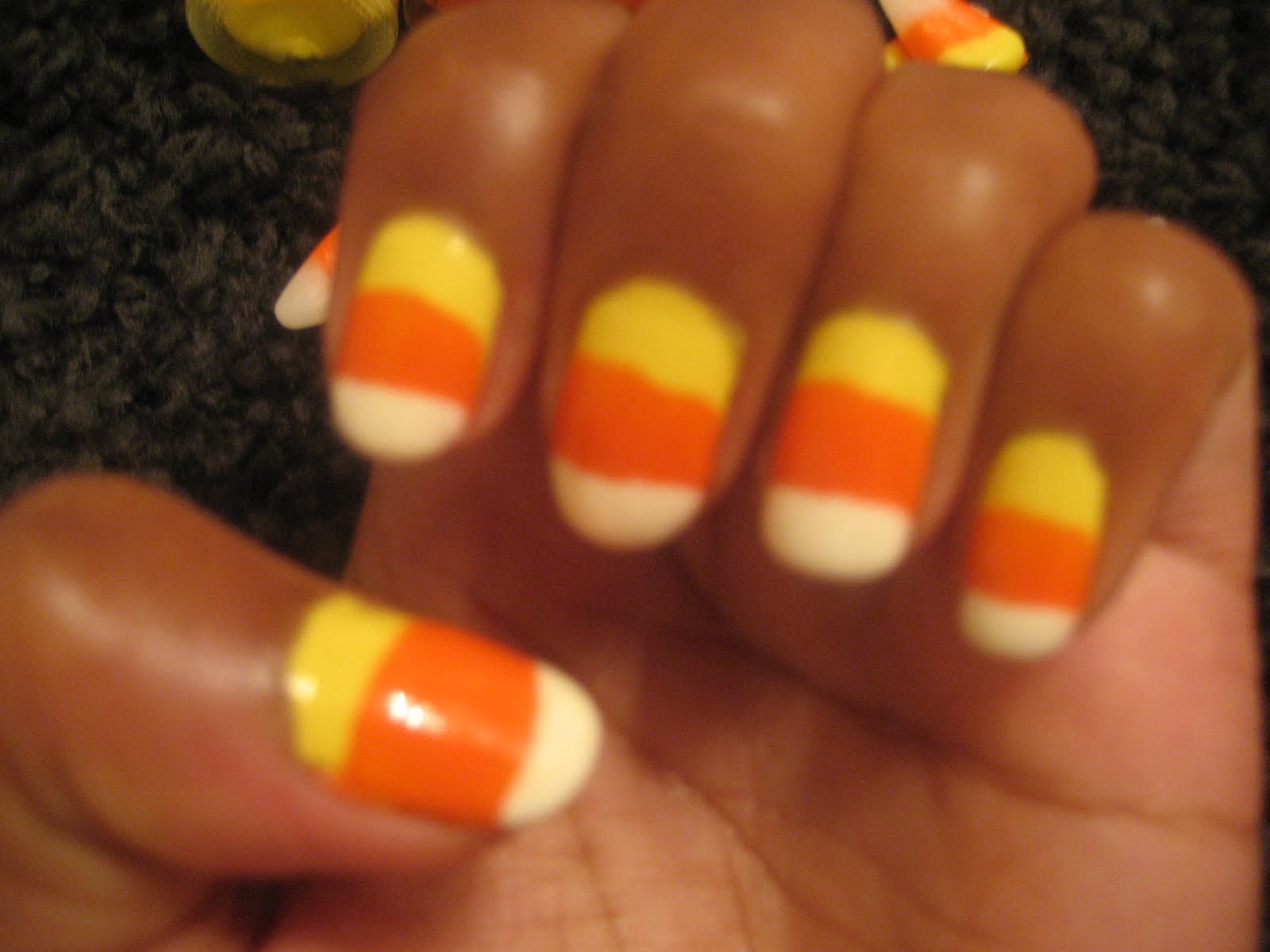 Life in Lesotho!: Halloween mani: Candy corn Nails!!
