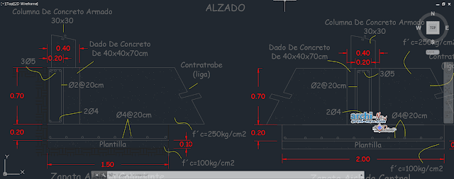 Footings and foundations dice in AutoCAD  