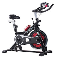 Tauki Spin Bike Indoor Cycle Exercise Bike, with 30 lb weighted flywheel, adjustable resistance, push down brake, LCD monitor, adjustable seat & handlebars