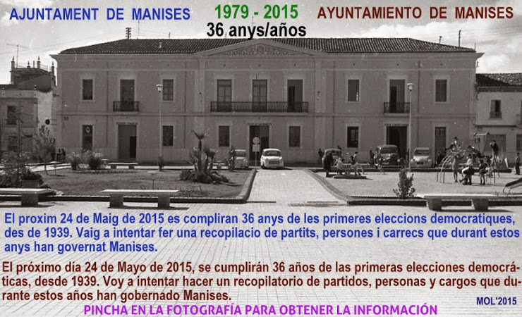 INFORMACIÓN DE LOS RESUL- TADOS DE LAS ELECCIONES LOCALES EN LA CIUDAD DE MANISES DESDE 1979 (S.XX)