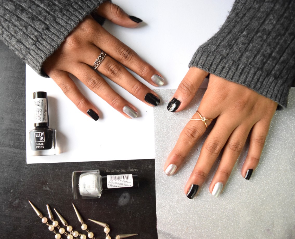 New Elle 18 Nail Pops Black , Silver