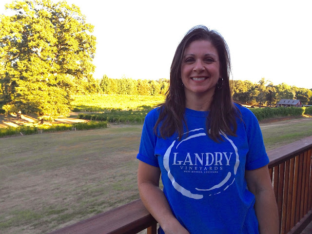 Libby Landry overlooking the vineyard in West Monroe, Louisiana