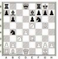Partida de ajedrez Keene-Miles, 1975, posición después de 17. Te3!