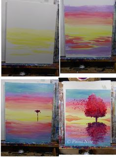 sunset painting with steps