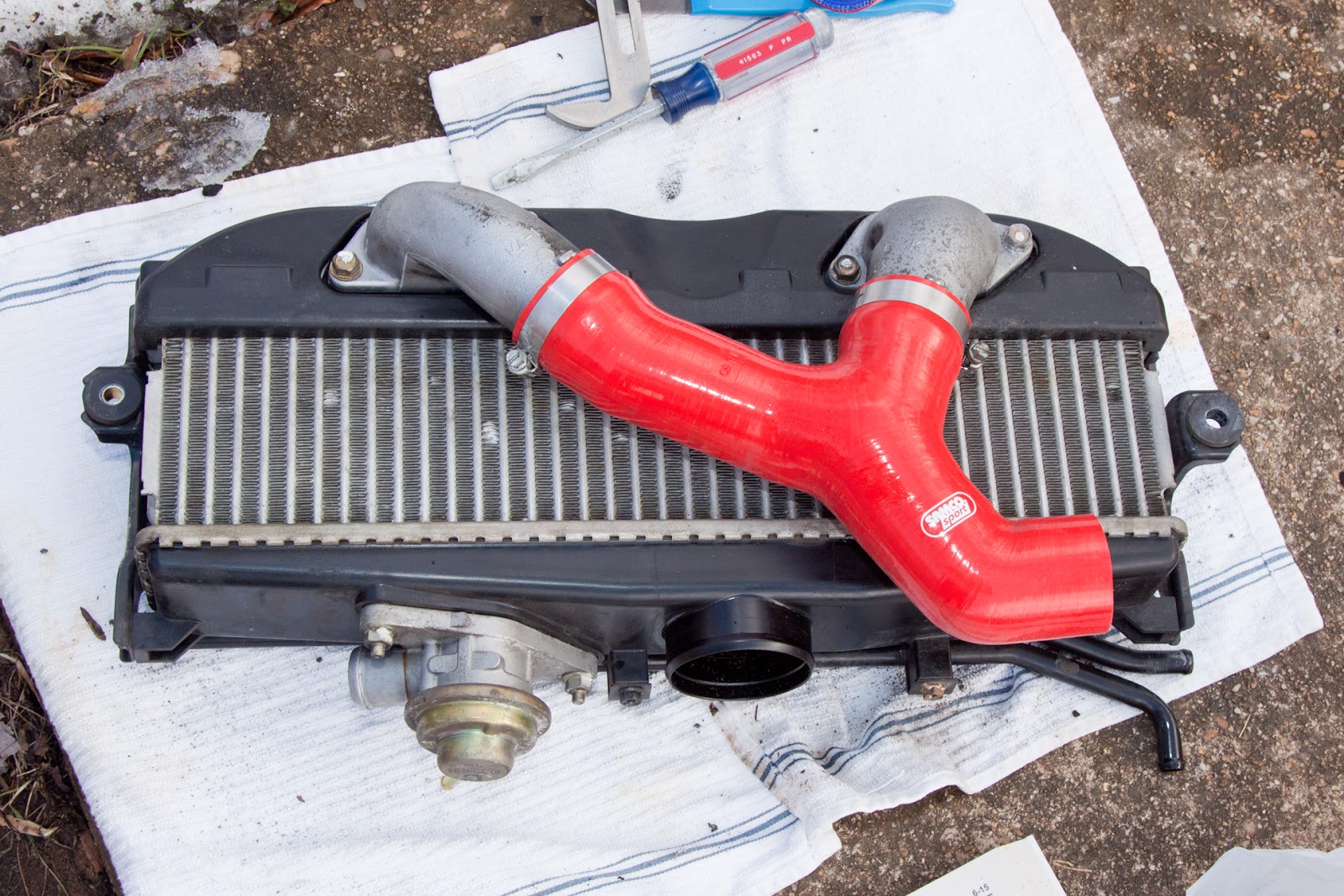 View from the Exerda Silicone Intercooler Pipes for the Forester