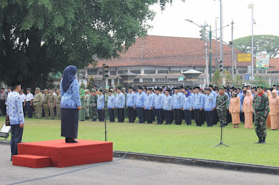DANRAMIL-10/TANGEN JADI DANUP UPACARA KESAKTIAN PANCASILA DI PEMKAB SRAGEN